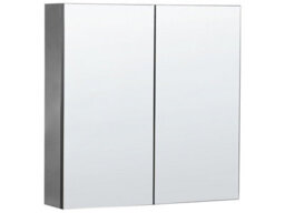 Wyld And Coco Handleless Black Plywood Bathroom Mirror Cabinet 60 X 60 Cm, Wall-Mounted Double Door - thumbnail 3