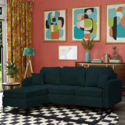 Venice L Corner Sofa Bed With Bonnell Spring Metal Legs Wooden Frame Dl Mechanism Storage 225X172X78X96 Cm Blue Left - thumbnail 2