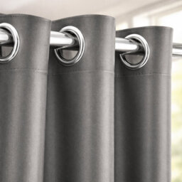 Nod Off Grey Blackout Eyelet Curtains Ring Top Thermal Curtains Ready Made Pair 90X54 Inches - thumbnail 3