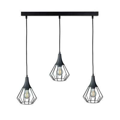 Luminosa Lighting Luminosa Selene Wire Frame Pendant Ceiling Light Black 3X E27 - image 1