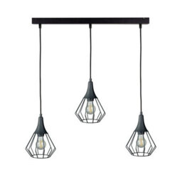 Luminosa Lighting Luminosa Selene Wire Frame Pendant Ceiling Light Black 3X E27 - thumbnail 1