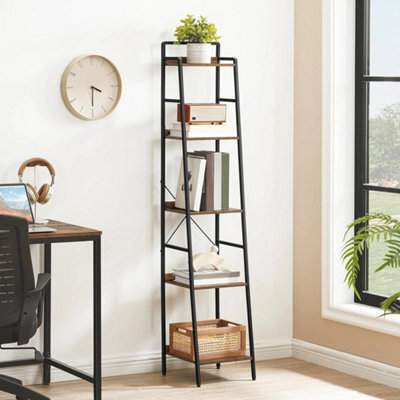 5-Tier Tall Narrow Ladder Bookcase Storage Shelf - image 1