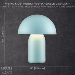 Happy Homewares Modern Rechargeable Mushroom Table Lamp In Mat Duck Egg With Touch Dimmer Button - thumbnail 7