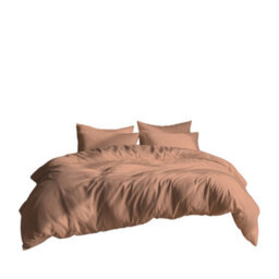 Plain Dyed Easy Care Polycotton Duvet Cover And Pillowcase/s Set Bed Linen Peach - thumbnail 2