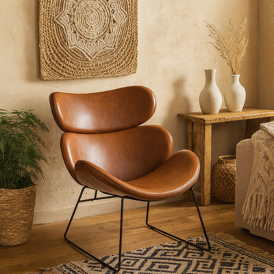 Wyld Haus Mazapan Brown Faux Leather Lounge Chair - image 1