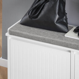 Sobuy Fsr98-Xl-W, Hallway Shoe Bench Shoe Rack Shoe Cabinet With Seat Cushion And 2 Flip-Drawers,white,w100Xd26Xh46 - thumbnail 6