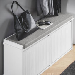 Sobuy Fsr98-Xl-W, Hallway Shoe Bench Shoe Rack Shoe Cabinet With Seat Cushion And 2 Flip-Drawers,white,w100Xd26Xh46 - thumbnail 7