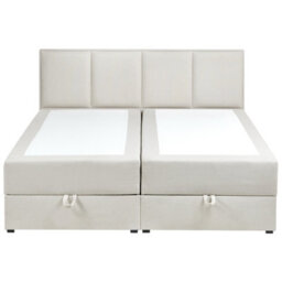 Beliani Divan Bed With Storage Fabric Baronet 160 X 200 Cm (Eu King Size) Off-White - thumbnail 5