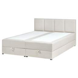 Beliani Divan Bed With Storage Fabric Baronet 160 X 200 Cm (Eu King Size) Off-White - thumbnail 4