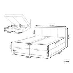 Beliani Divan Bed With Storage Fabric Baronet 160 X 200 Cm (Eu King Size) Off-White - thumbnail 3