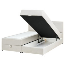 Beliani Divan Bed With Storage Fabric Baronet 160 X 200 Cm (Eu King Size) Off-White - thumbnail 1