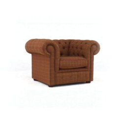 Chesterfield Low Back Club Chair Loch Claret Real Wool Tartan In Classic Style - thumbnail 3