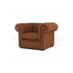 Chesterfield Low Back Club Chair Loch Claret Real Wool Tartan In Classic Style - thumbnail 2