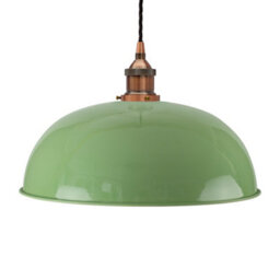 Mint Green Worcester Painted Dome Pendant Light With Antique Copper Lamp Holder And Black Twisted Cable - Se Home - thumbnail 1