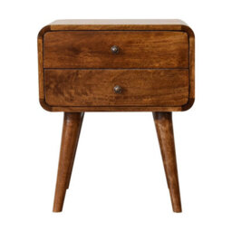 Wyld Haus Ostuni Curved Mango Wood Chestnut Bedside Table 2 Drawers - thumbnail 2