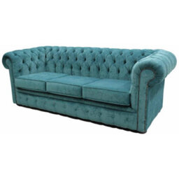 Chesterfield Handmade 3 Seater Sofa Settee Pimlico Teal Blue Fabric In Classic Style - thumbnail 3
