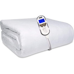 Glamhaus Single Size Electric Blanket - Fitted Mattress Bed Cover - White Diamond Quilted - Settings For Feet And Body, Timer - thumbnail 2