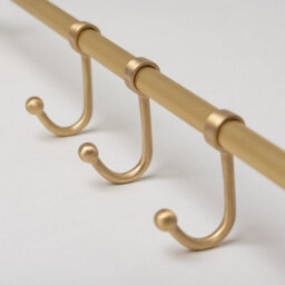 Brass bee Satin Brass Hook Rail With 3 Brass Hooks - Solid Brass Hook Rail - thumbnail 2