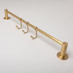 Brass bee Satin Brass Hook Rail With 3 Brass Hooks - Solid Brass Hook Rail