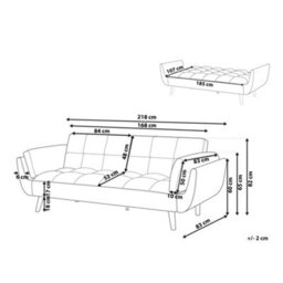 Wyld And Coco 3-Seater Convertible Sofa Bed In Black Velvet With Biscuit Padding And Rubberwood Legs - thumbnail 3