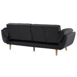 Wyld And Coco 3-Seater Convertible Sofa Bed In Black Velvet With Biscuit Padding And Rubberwood Legs - thumbnail 7