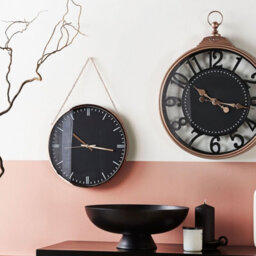 Wyld And Coco Aurora Home Wall Clock Black Dial With Copper Chain 30Cm Modern Hanging Decor - thumbnail 2