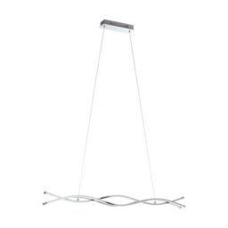 Stylish Chrome Pendant Ceiling Light With White Shade And Led Bulbs