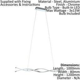 Stylish Chrome Pendant Ceiling Light With White Shade And Led Bulbs - thumbnail 2