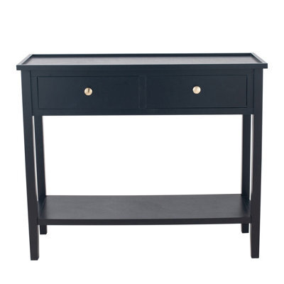 Pacific Lifestyle Satin Black Wood 2 Drawer Console Table - image 1