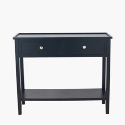 Pacific Lifestyle Satin Black Wood 2 Drawer Console Table - thumbnail 2