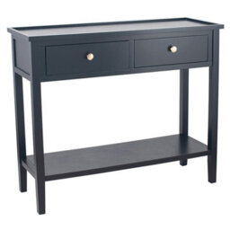 Pacific Lifestyle Satin Black Wood 2 Drawer Console Table - thumbnail 3