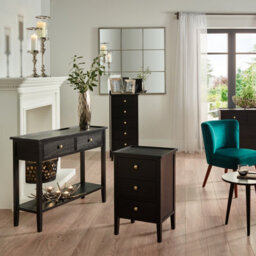 Pacific Lifestyle Satin Black Wood 2 Drawer Console Table - thumbnail 7