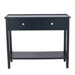 Pacific Lifestyle Satin Black Wood 2 Drawer Console Table - thumbnail 1