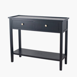 Pacific Lifestyle Satin Black Wood 2 Drawer Console Table - thumbnail 4