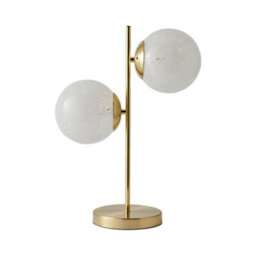 Valuelights Jas Gold 2 Way Table Lamp With White Confetti Glass Globe Shades - thumbnail 6