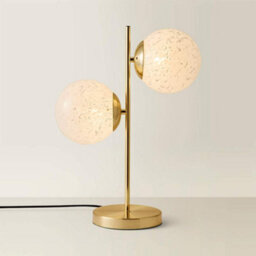 Valuelights Jas Gold 2 Way Table Lamp With White Confetti Glass Globe Shades - thumbnail 3