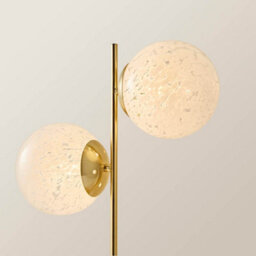 Valuelights Jas Gold 2 Way Table Lamp With White Confetti Glass Globe Shades - thumbnail 4
