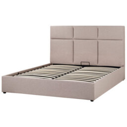 Beliani Ottoman Bed Fabric Lagord 160 X 200 Cm (Eu King Size) Taupe - thumbnail 7