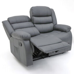 Roma Leather Manual Recliner 3+2 Seater Sofa With Cupholders In Grey Colour - thumbnail 6