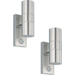 2 Pack Ip44 Waterproof Outdoor Wall Lights With Pir Motion Sensor - Stainless Steel Gu10 - thumbnail 1
