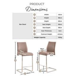 Furniturebox Uk Lorenzo 2X White Faux Leather & Silver Leg Counter Stools - thumbnail 9