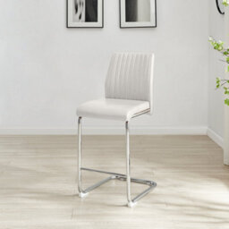 Furniturebox Uk Lorenzo 2X White Faux Leather & Silver Leg Counter Stools - thumbnail 4
