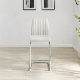 Furniturebox Uk Lorenzo 2X White Faux Leather & Silver Leg Counter Stools - thumbnail 5