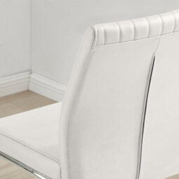 Furniturebox Uk Lorenzo 2X White Faux Leather & Silver Leg Counter Stools - thumbnail 7