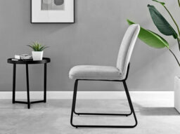 Furniturebox Novara Clear Tempered Glass 120Cm Round Dining Table With Black Starburst Legs & 6 Cream Halle Soft Fabric Chairs - thumbnail 9