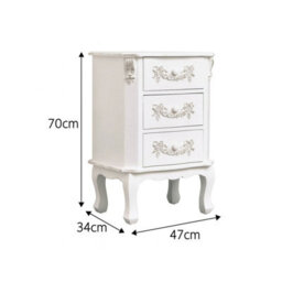 Melody Maison Pair Of Antique White 3 Drawer Bedside Tables - Pays Blanc Range - thumbnail 7