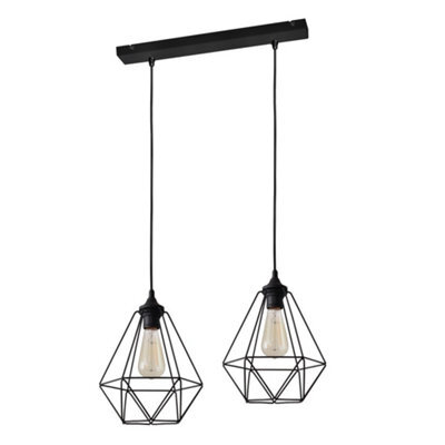 Luminosa Lighting Luminosa Karo Straight Bar Pendant Ceiling Light Black 50Cm