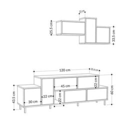 Decortie Hermes Modern Tv Unit Dark Coffee Gold Marble Effect With Wall Storage Unit 171.2Cm - thumbnail 3