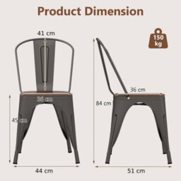 Dining Chairs Set Of 4 Stackable Kitchen Side Chairs-Gun Metal - thumbnail 2