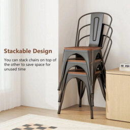 Dining Chairs Set Of 4 Stackable Kitchen Side Chairs-Gun Metal - thumbnail 6